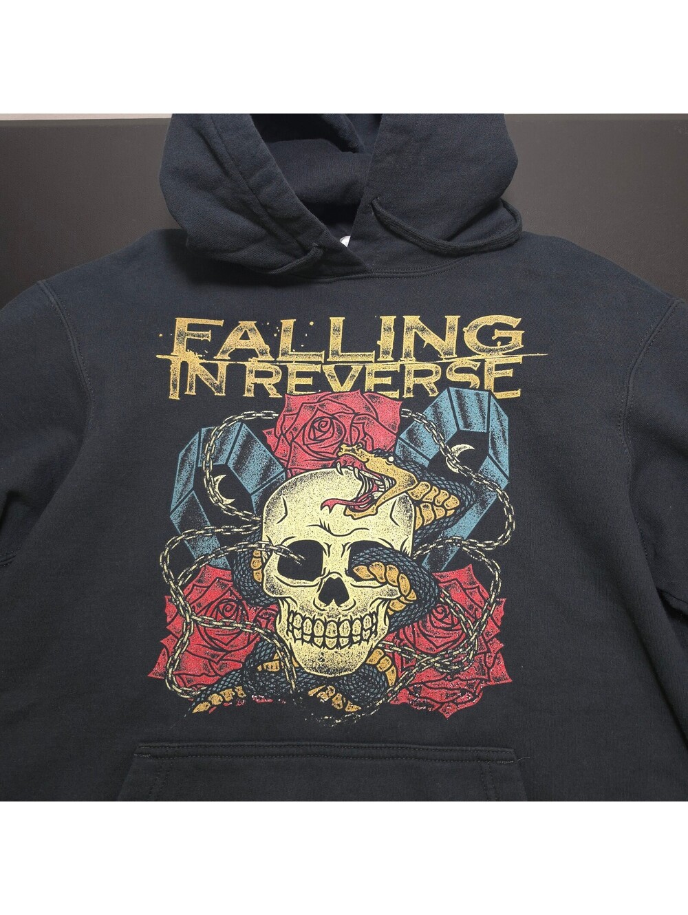 Port & Company Falling In Reverse Graphic Hoodie Black Large
